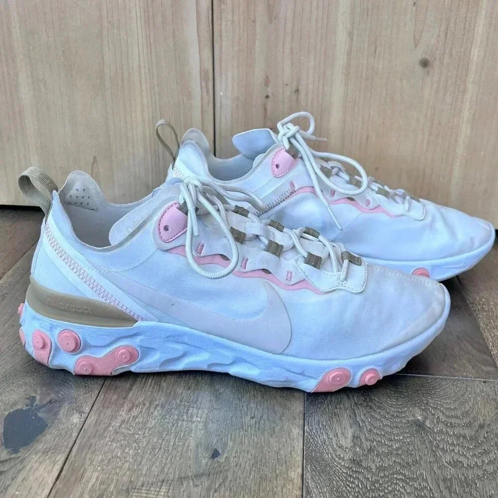 Nike React Element Track & Field Running Shoes Size 10 Ivory Pink Athletic - Picture 4 of 7